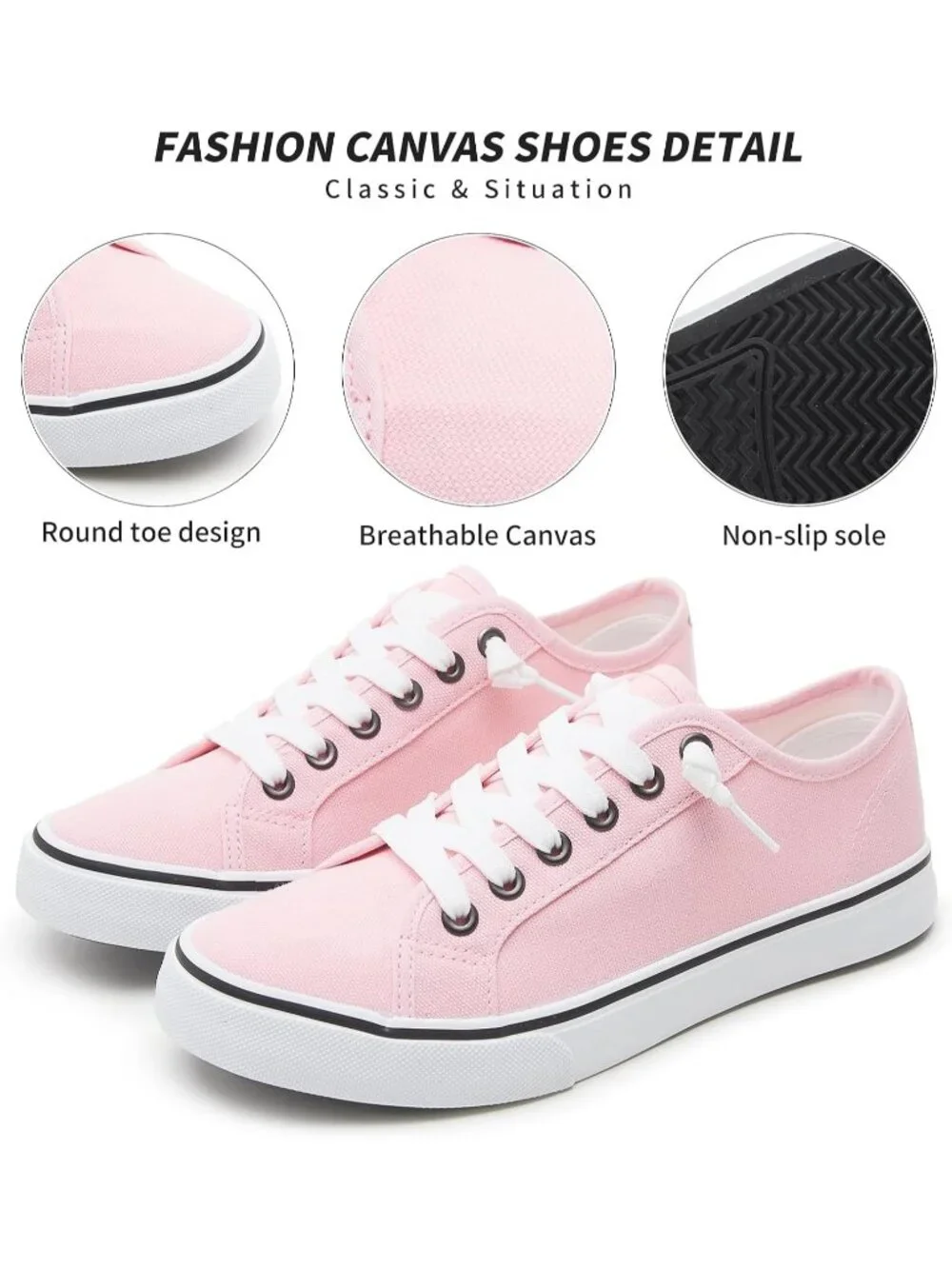 Women's Pink Low Top Lace Up Canvas Solid Slip On Casual Loafer Sneaker Shoes